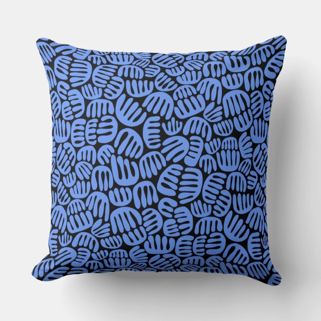 Coussin Formes Abstraites 301122 - Bleu bébé sur noir (Recto)
