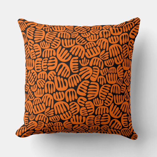 Coussin Formes Abstraites 301122 - orange sur noir (Recto)