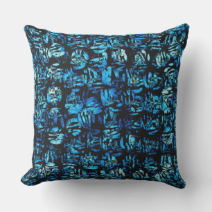 Coussin Formes Abstraites bleu turquoise bio