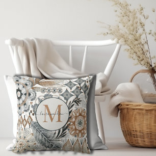 Coussin Formes Abstraites monogrammes Boho