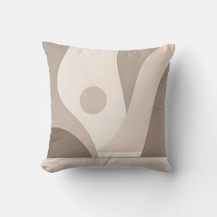 Coussin Formes Abstraites Organiques Beige Minimaliste