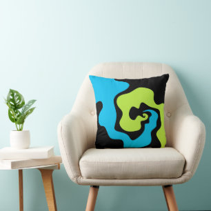 Coussin Formes abstraites simples élégantes Bleu vert noir
