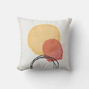 Coussin Formes aquarelles abstraites orange rouge noir