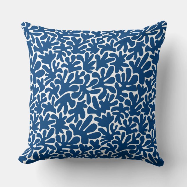 Coussin Formes biologiques Abstrait 240822 - Indigo Style  (Recto)
