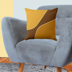 Coussin Formes de Quart Minimalistes Jaune Doré & Marron  