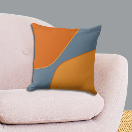 Coussin Formes de quartier orange et bleu irrégulières  