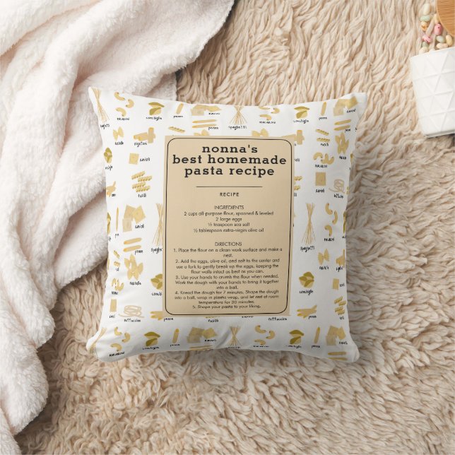 Coussin Formes et noms de pâtes italiennes Recette Nonna K (Couverture)