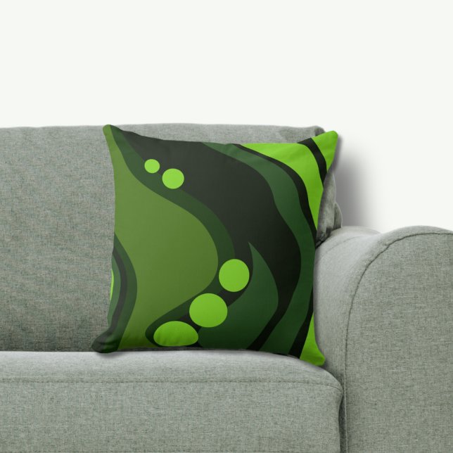Coussin Formes fluides organiques vertes abstraites (Abstract Green Organic Flowing Shapes Throw Pillow)