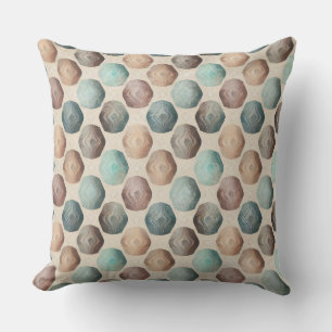 COUSSIN FORMES GÉOMÉTRIQUES BRUN BEIGE SARCELLE VERT