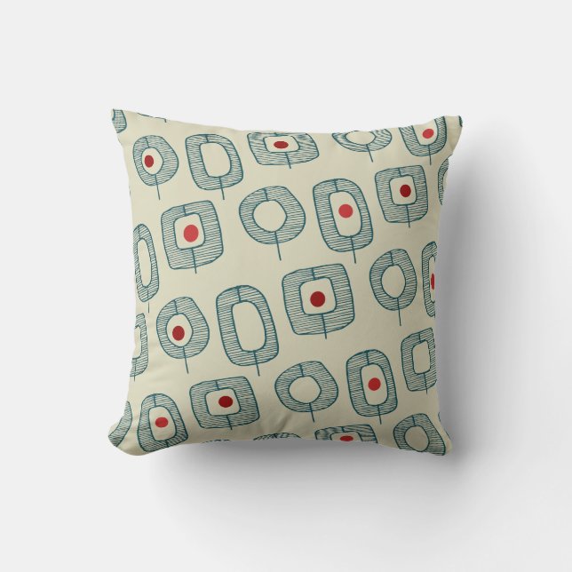 Coussin Formes géométriques ouvertes vertes avec des point (Recto)