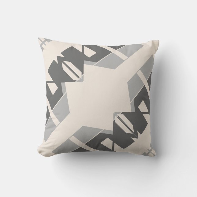 Coussin Formes grises de Charbon Beige Diagonal Abstrait (Recto)