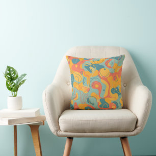 Coussin Formes organiques rétro abstraites modernes