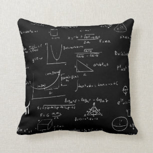 Coussin Formules et graphismes en mathématiques noir et bl