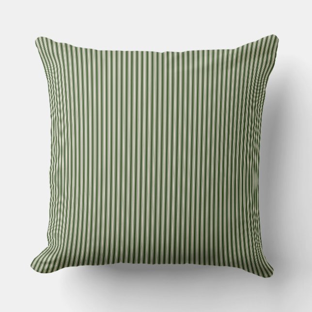 Coussin Forrest Green Ticking Stripe Cushion (Recto)