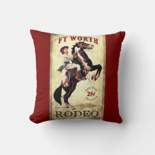 Coussin Fort Worth Vintage Rodeo Throw Pillow