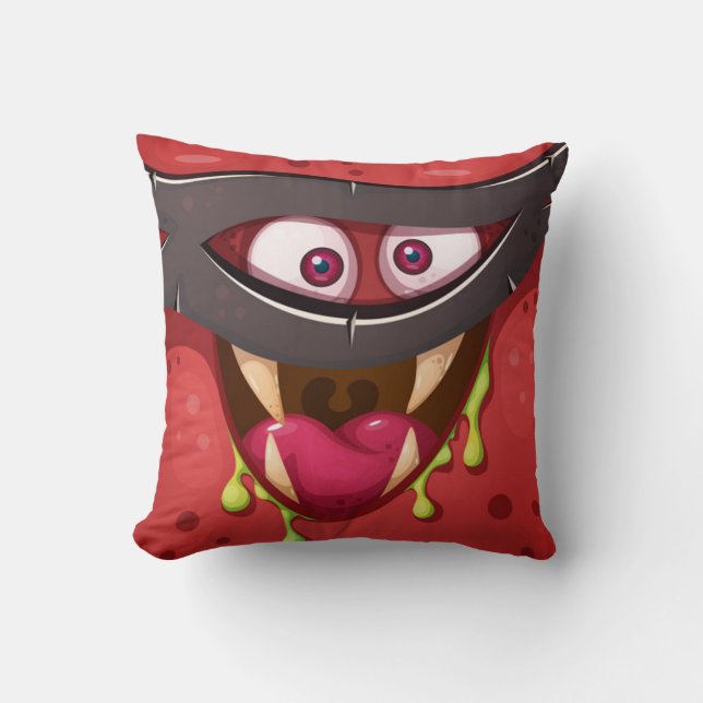 Coussin Fou Masqué Monstre Rouge (Recto)