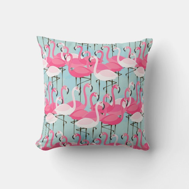 Coussin Foule rose et blanche des Flamants roses (Recto)