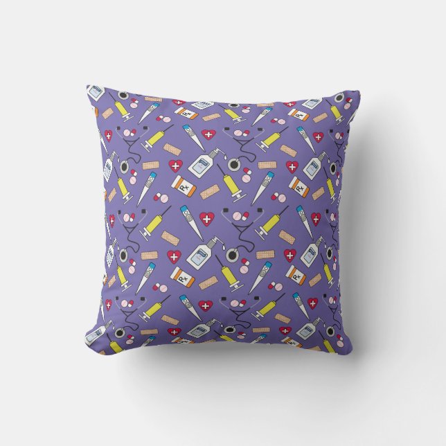 Coussin Fournitures de médecin et d'infirmière mignonnes (Recto)