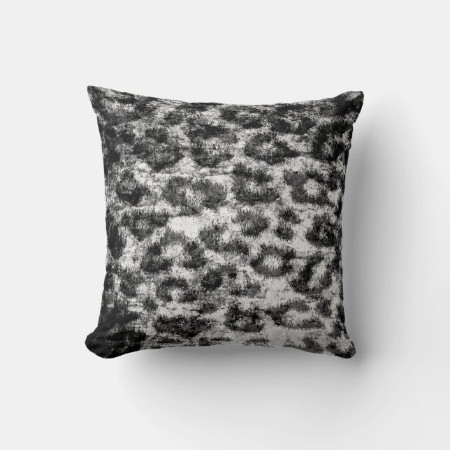 Coussin Fourrure blanche noire de peau d'empreinte de (Recto)