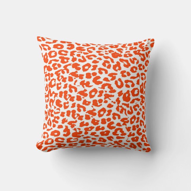 Coussin Fourrure orange de peau d'empreinte de léopard (Recto)