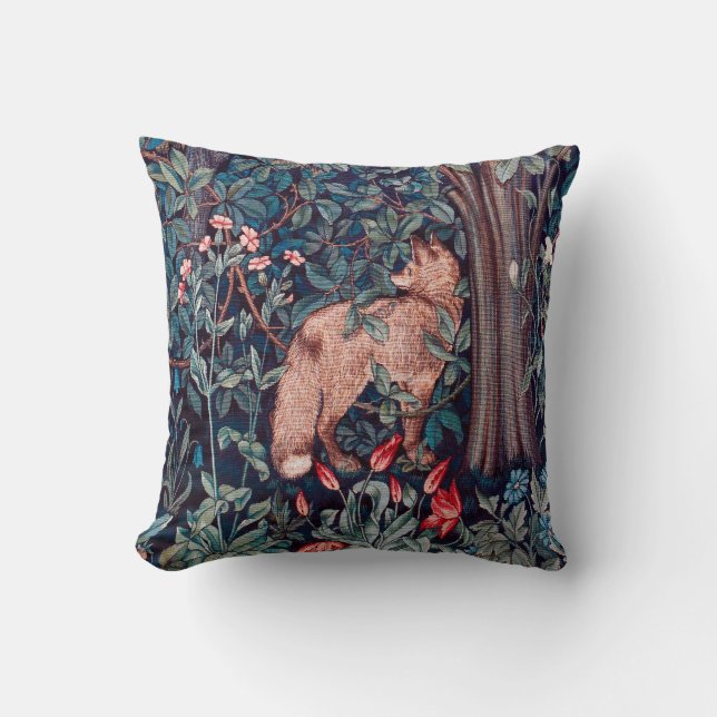 Coussin Fox dans la forêt, William Morris (Recto)
