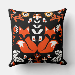 Coussin Fox Nordic Scandinavian Folk Art