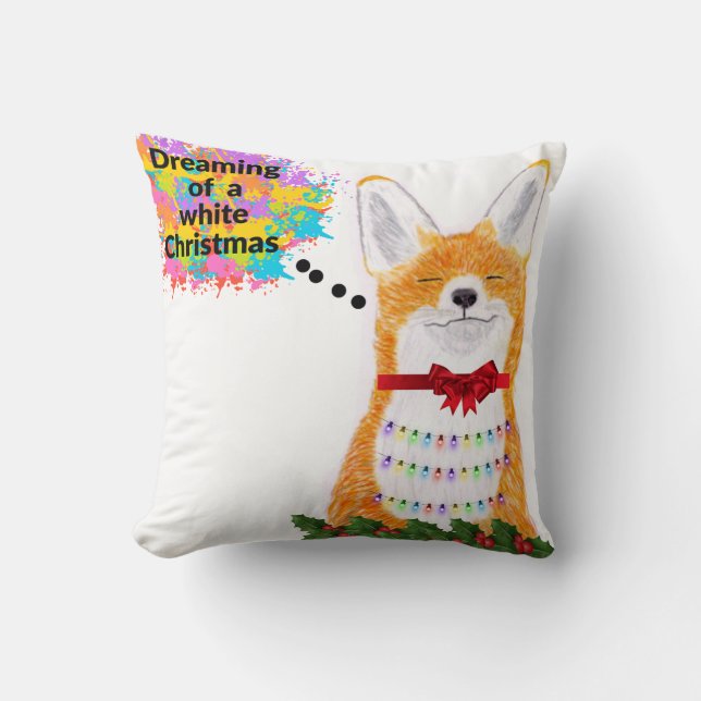 Coussin Fox rêve d'un Noël blanc (Recto)