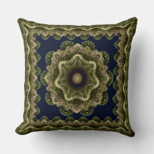 Coussin Fractal mandala fée ornement encadré