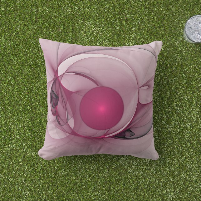 Coussin Fractal, moderne Berry Abstrait Art rose (Herbe)