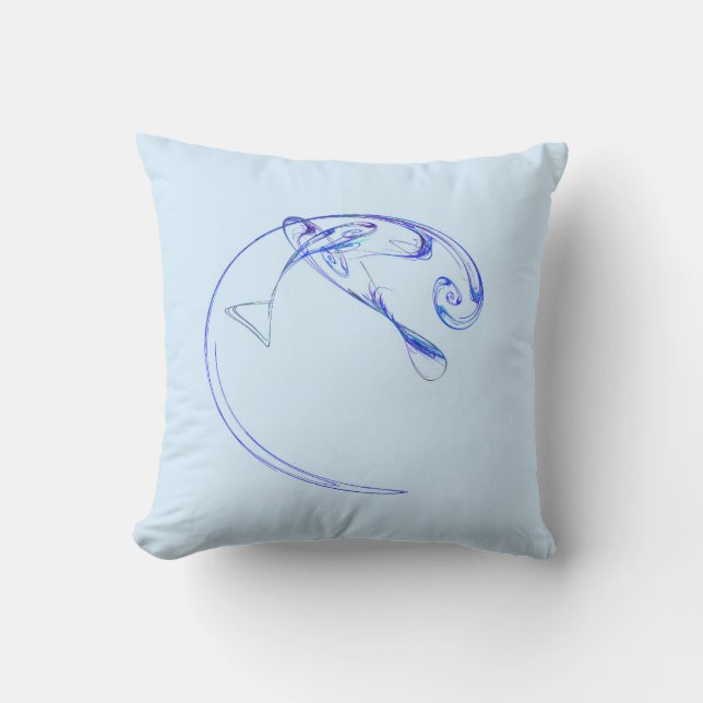Coussin Fractal - Trois poissons bleus (Recto)