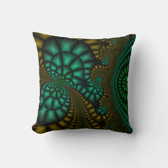 coussin fractal vert et olive (Recto)