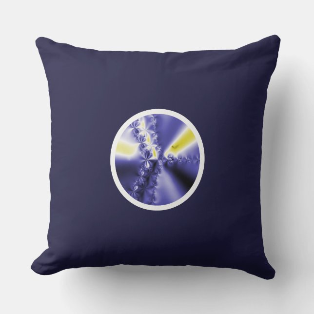 Coussin Fractale bleu foncé abstrait (Recto)