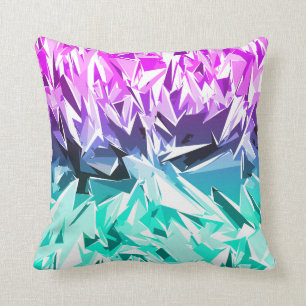 Coussin Fractale pourpre et turquoise à la mode moderne
