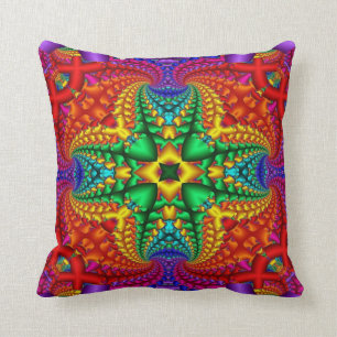 Coussin Fractale psychédélique d'arc-en-ciel