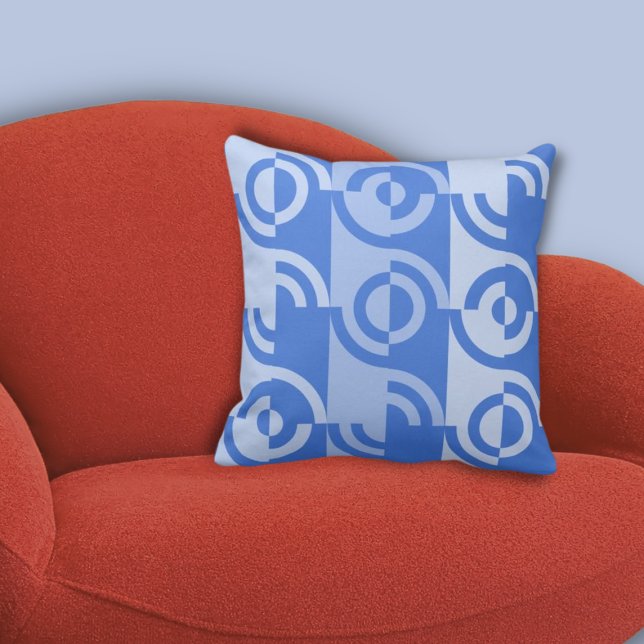 Coussin Fragments Circulaires amusants Motif Bleu (Fun Circular Fragments Pattern Blue Throw Pillow)