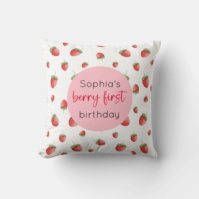 Coussin fraise 1er anniversaire Berry 1er (Recto)