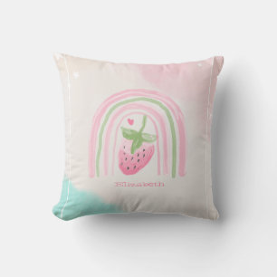 Coussin Fraise Arc-en-ciel Aquarelle