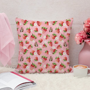 Coussin Fraise avec papillon