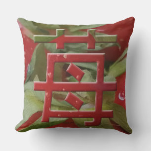 Coussin Fraise en caractères japonais Ichigo Kanji