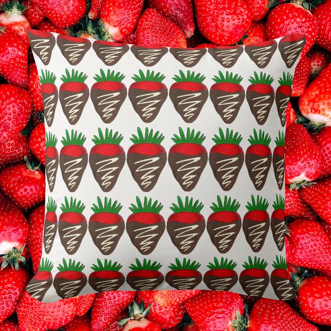 Coussin Fraises de chocolat Saint-Valentin (Chocolate Covered Strawberry Pillow)