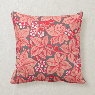 Coussin Fraises de Nouveau d'art et feuille, orange de
