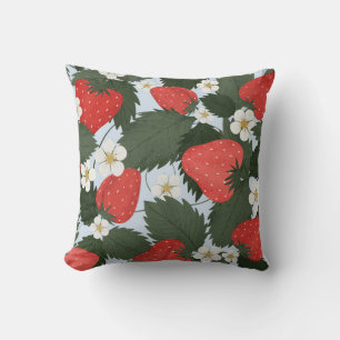 Coussin Fraises : motif de fruits d'été.