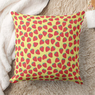 Coussin Fraises motif rouge et vert