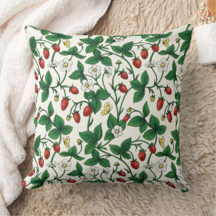 Coussin Fraises sauvages rouge/jaune/vert/blanc cassé