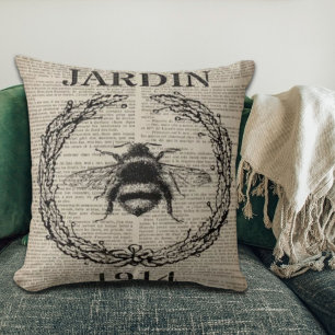 Coussin francais botanique vintage queen bee