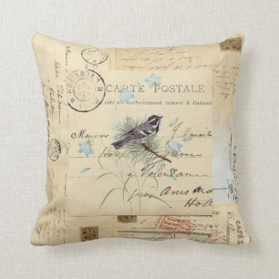 Coussin français de carte postale de fleurs