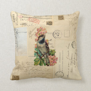 Coussin français de cartes postales de fleurs