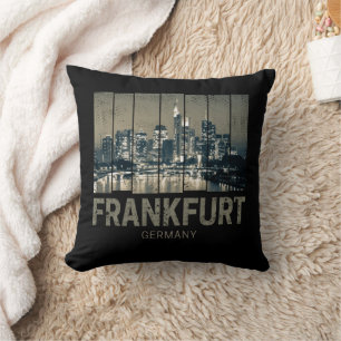 Coussin Francfort Allemagne Skyline Retro Souvenir Vintage