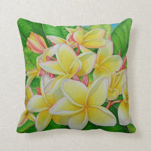 Coussin Frangipani hawaïen