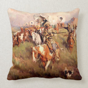 Coussin Frank Tenney Johnson Art occidental "Toujours vers
